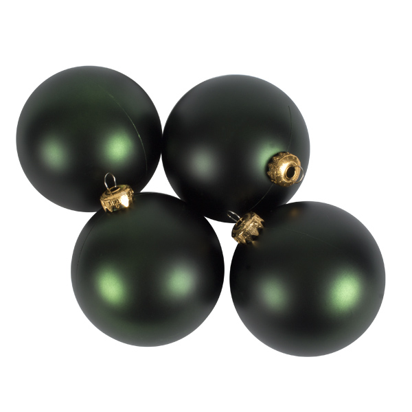 Luxury Green Satin Finish Shatterproof Baubles - Pack of 4 x 100mm