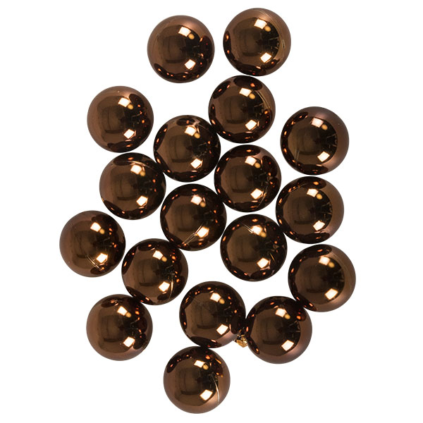 Luxury Brown Shiny Finish Shatterproof Bauble Range - Pack of 18 x 40mm