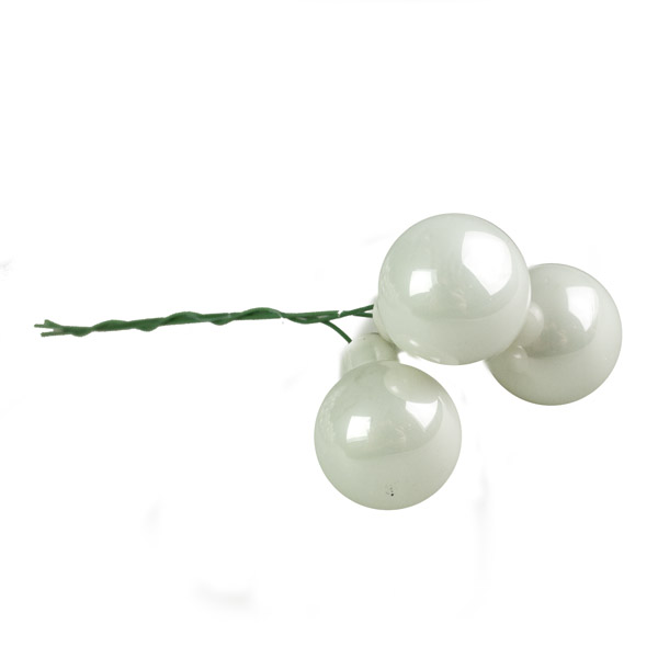 Pack Of 144 x 20mm Shiny White Glass Baubles