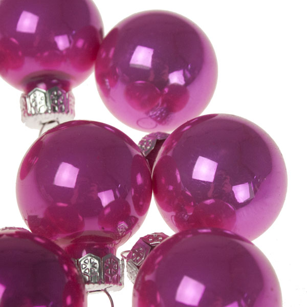 Pink Matt & Shiny Glass Baubles - 24 x 25mm