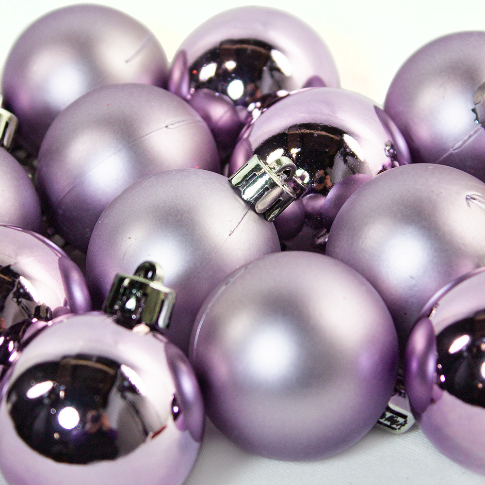 Frosted Lilac Fashion Trend Shatterproof Baubles - Pack Of 16 x 40mm