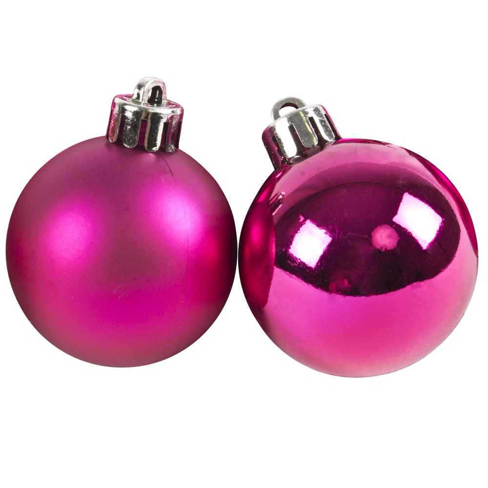 Fuchsia Fashion Trend Shatterproof Baubles - Pack Of 16 x 40mm