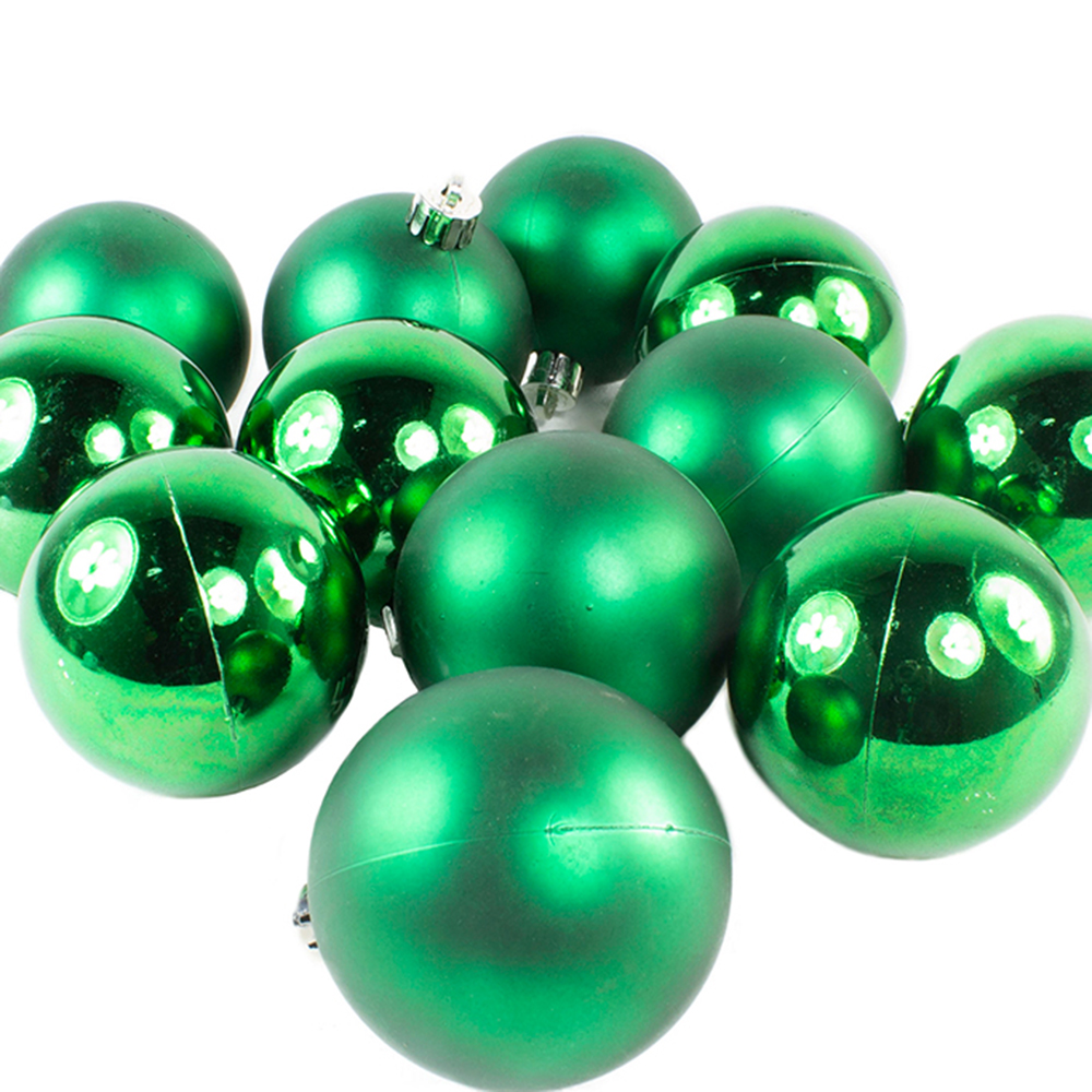 Holly Green Fashion Trend Shatterproof Baubles - Pack Of 12 x 60mm
