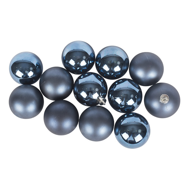 Night Blue Fashion Trend Shatterproof Baubles - Pack Of 12 x 60mm