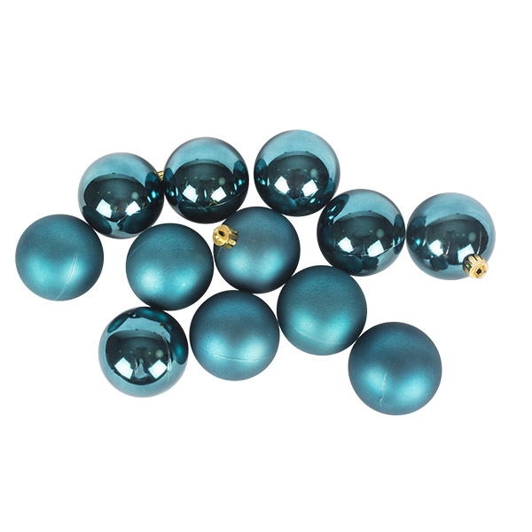 Petrol Blue Fashion Trend Shatterproof Baubles - Pack Of 12 x 60mm