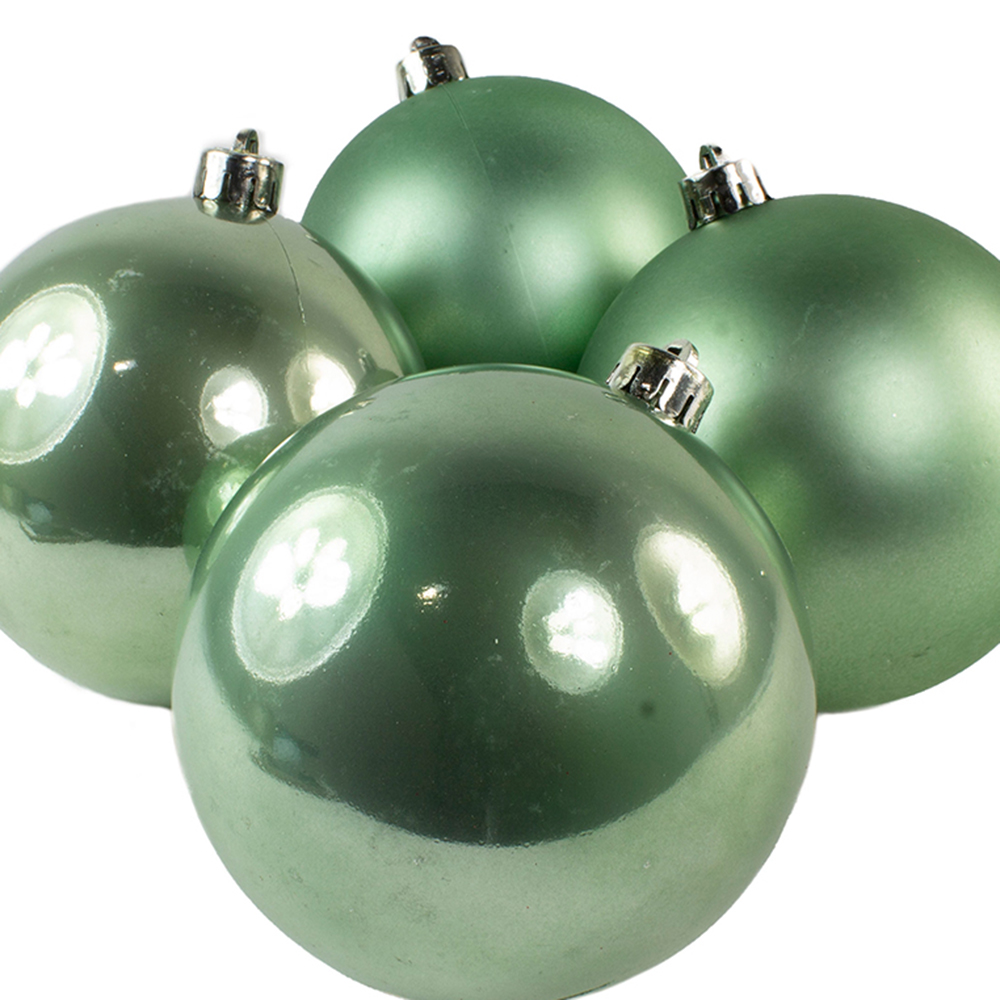 Sage Green Fashion Trend Shatterproof Baubles - Pack Of 4 x 100mm