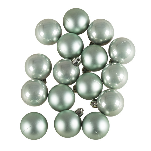 Pale Sage Green Fashion Trend Shatterproof Baubles - Pack Of 16 x 40mm