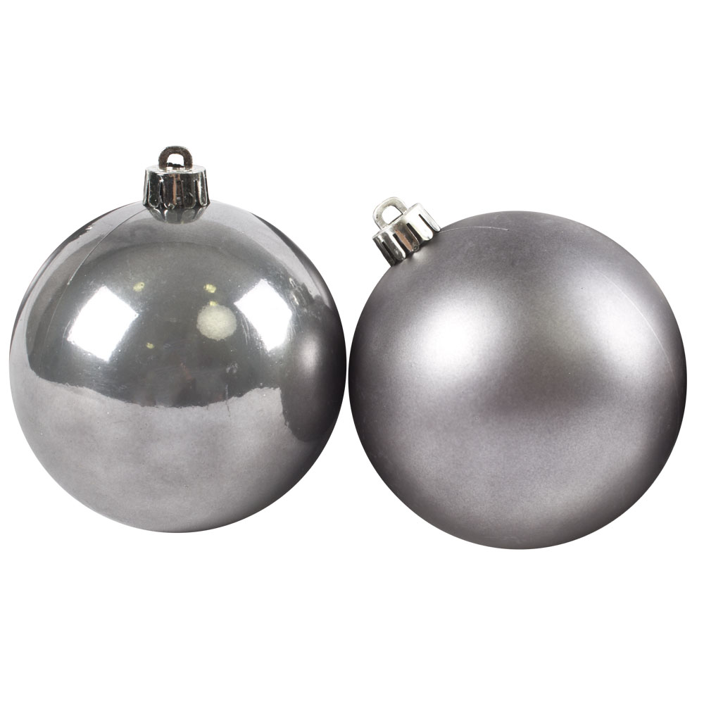 Stone Grey Fashion Trend Shatterproof Baubles - Pack Of 6 x 80mm