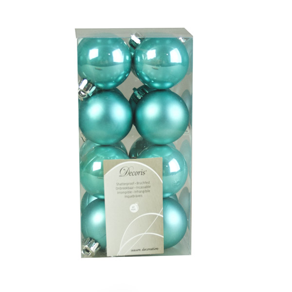 Turquoise Fashion Trend Shatterproof Baubles - Pack Of 16 x 40mm