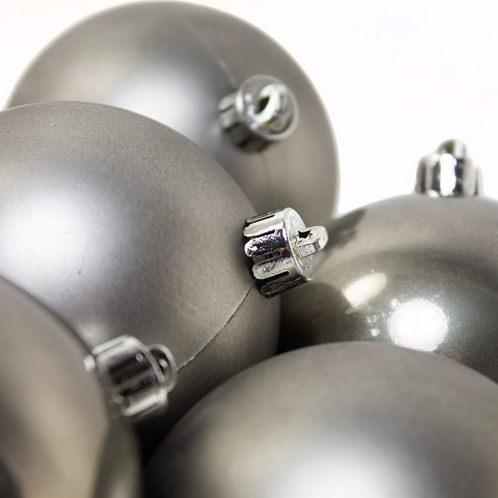 Warm Grey Fashion Trend Shatterproof Baubles - Pack Of 6 x 80mm