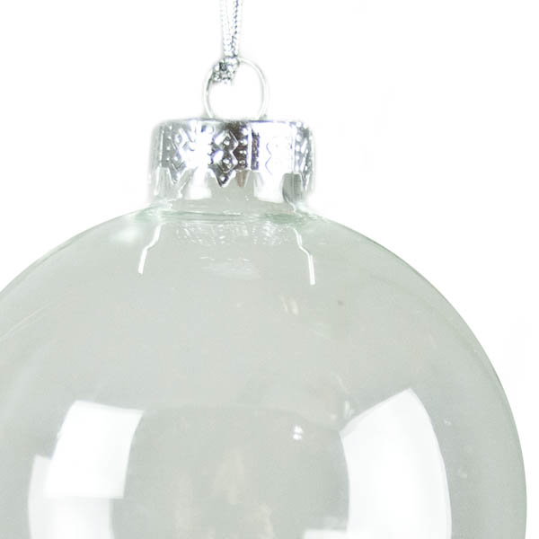 Plain Finish Clear Glass Bauble - 80mm