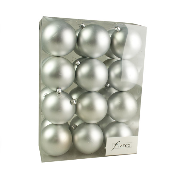 Luxury Silver Matt Shatterproof Baubles - Pack of 24 x 67mm