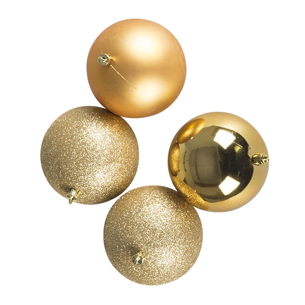 Mixed Finish Gold Shatterproof Baubles - 4 X 100mm
