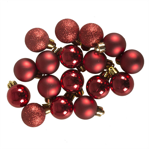 Christmas Red Mixed Finish Shatterproof Baubles - 17 X 30mm