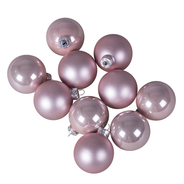 Tub Of Blush Pink Shiny & Matt Glass Baubles - 10 X 60mm