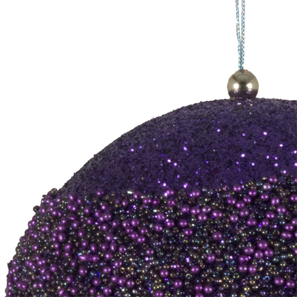 Purple Glitter Beaded Bauble - 175mm