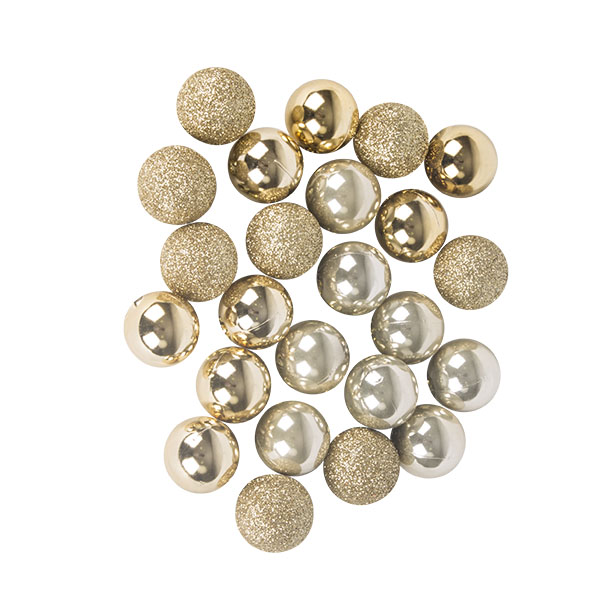 Champagne Gold Mixed Finish Shatterproof Baubles - 24 X 30mm