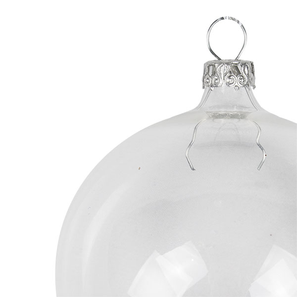 80mm Mouth Blown Clear Glass Baubles - Tray Of 24