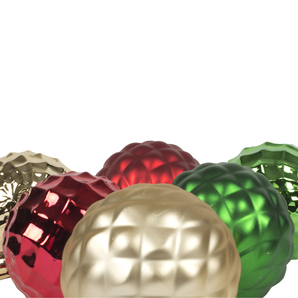Pack Of Red, Gold & Green Quilted Shatterproof Baubles - 6 X 80mm