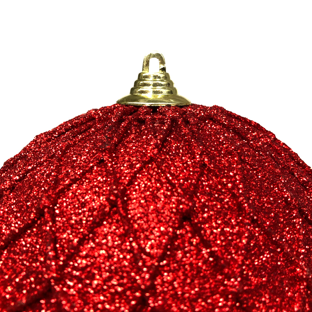 Red Facetted Glitter Bauble - 250mm