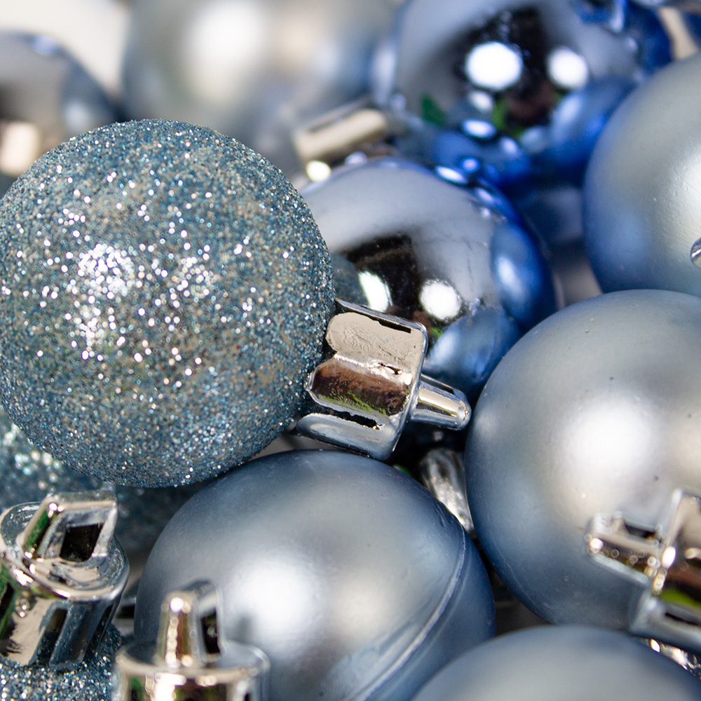 Blue Mixed Finish Shatterproof Baubles - 20 X 30mm