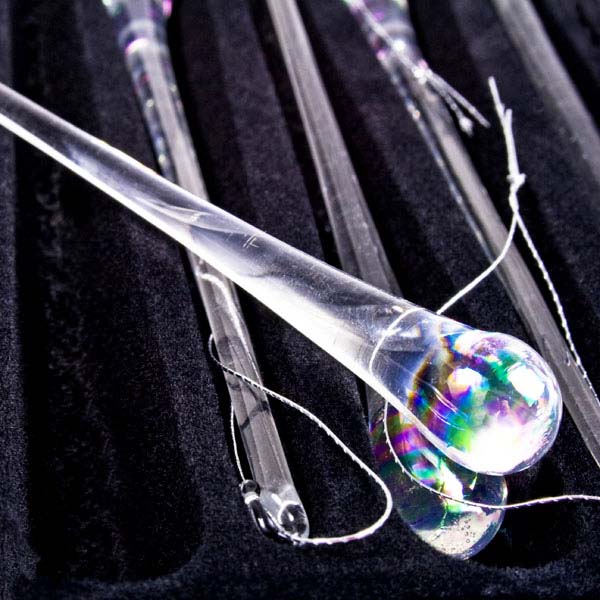 Iridescent Glass Tear Drop Icicles - 12 X 120mm