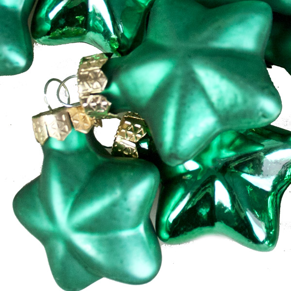 Emerald Green Glass Stars - 12 x 40mm
