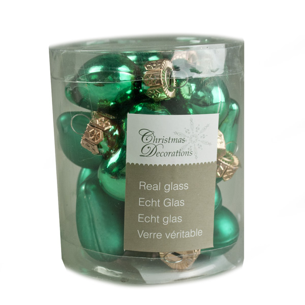 Emerald Green Glass Hearts - 12 x 40mm