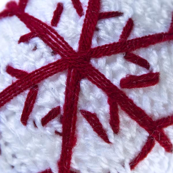 Knitted Bauble With White Snowflake Design - 80mm