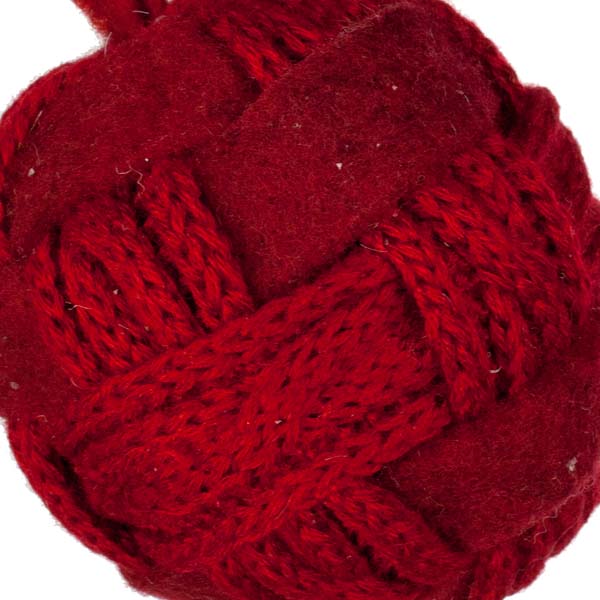 Red Felt & Wool Knit Ball Decoration - 10cm