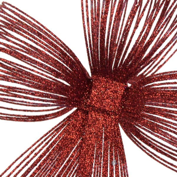 Red Glitter Loop Bow Decoration - 20cm