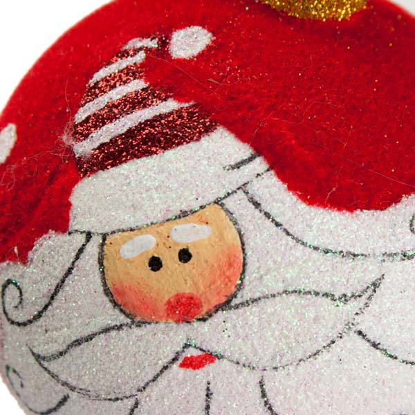 Red Velvet Santa's Face Bauble - 8cm