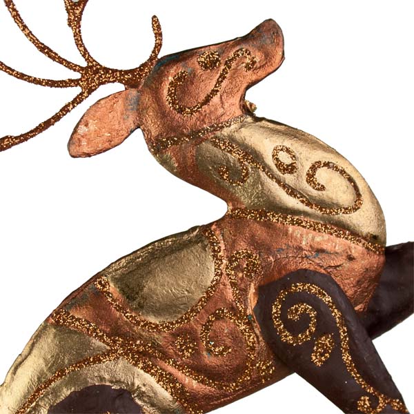 Decorative Gold/Brown Metal Standing Reindeer