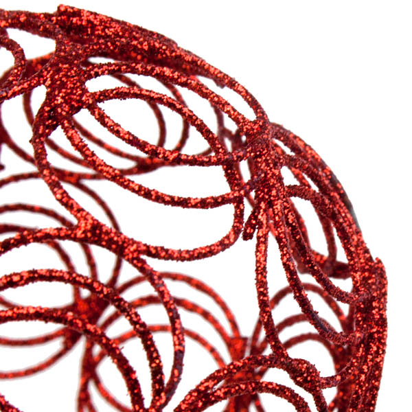 Red Glittered Filligree Decoration - 75mm