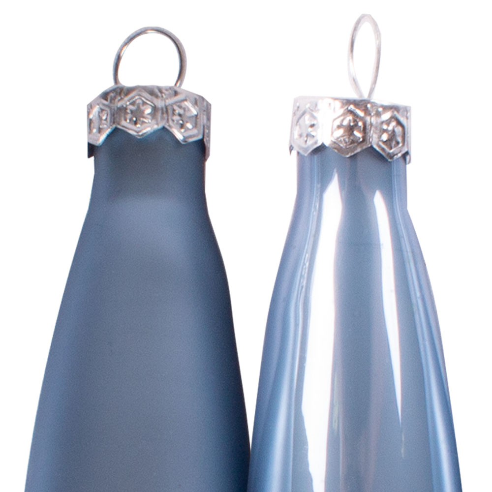 Ice Blue Glass Icicle Hangers - 6 x 15cm