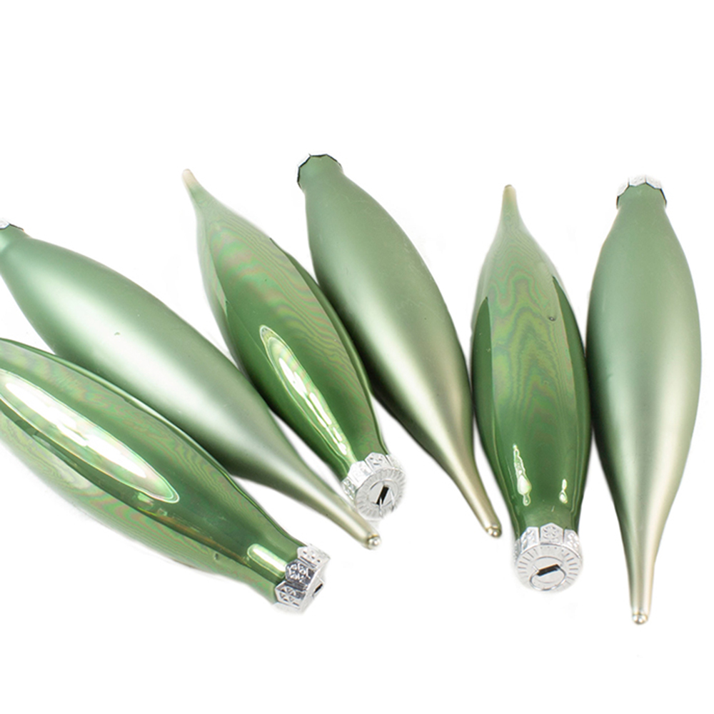 Sage Green Glass Icicle Hangers - 6 x 15cm