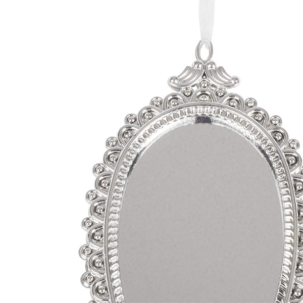 Silver Drop Shaped Mirror Hanging Decoration