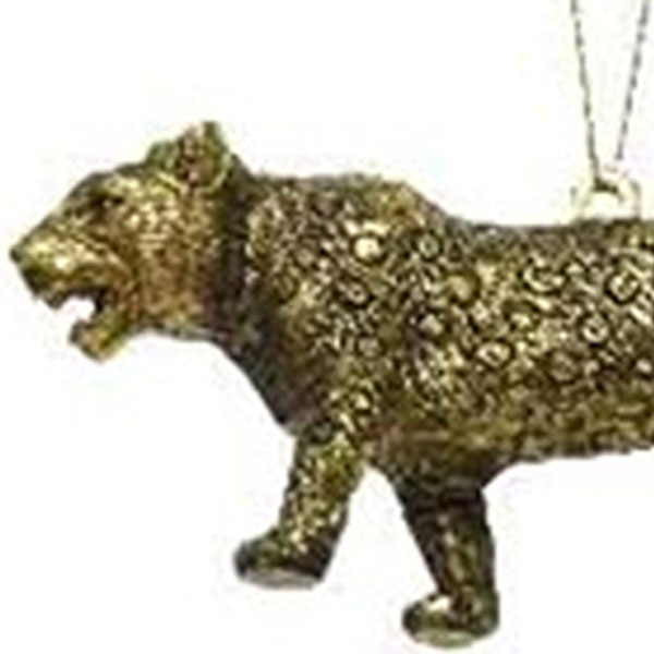 Antique Gold Shatterproof Safari Animal Hanging Decoration - Leopard
