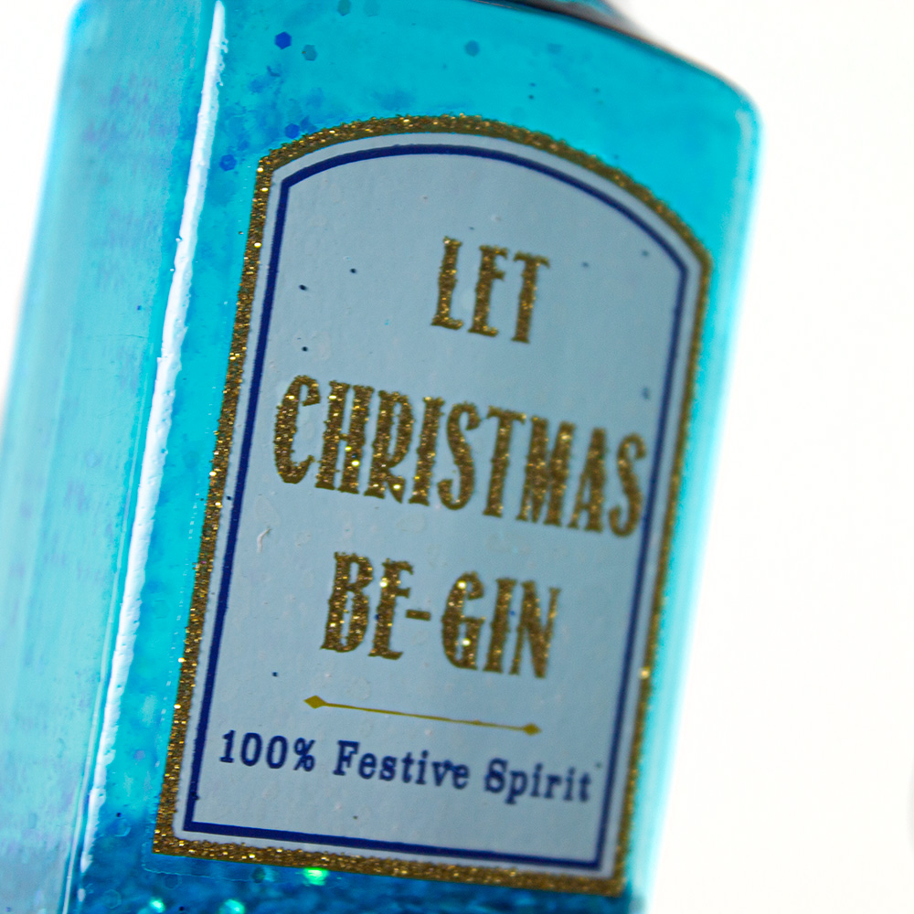 Glass Gin Bottle Hanging Decoration