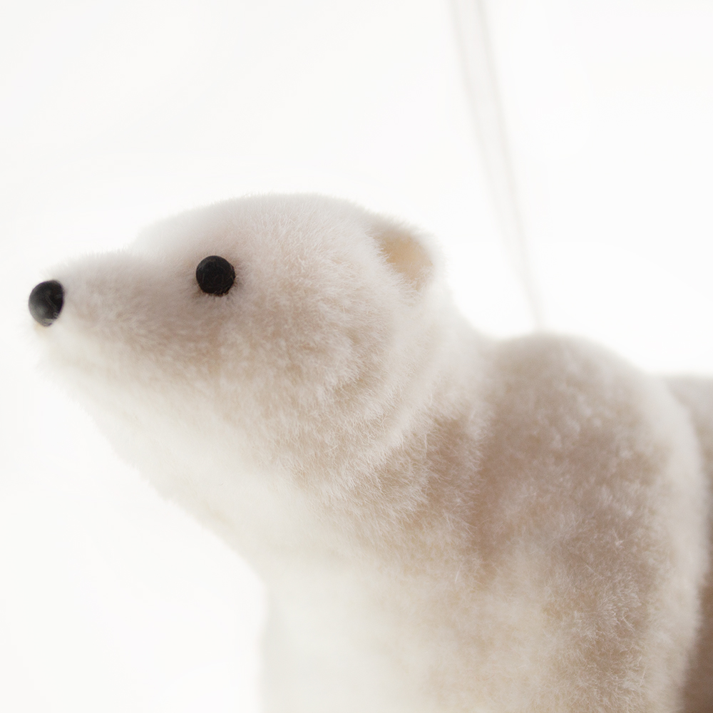 Flocked Polar Bear Hanging Decoration-Design 1