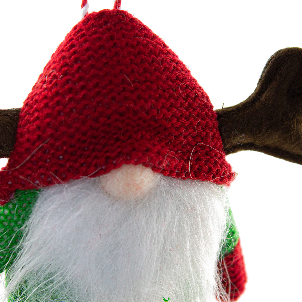 Knitted Gnome With Red Reindeer Hat - 14cm