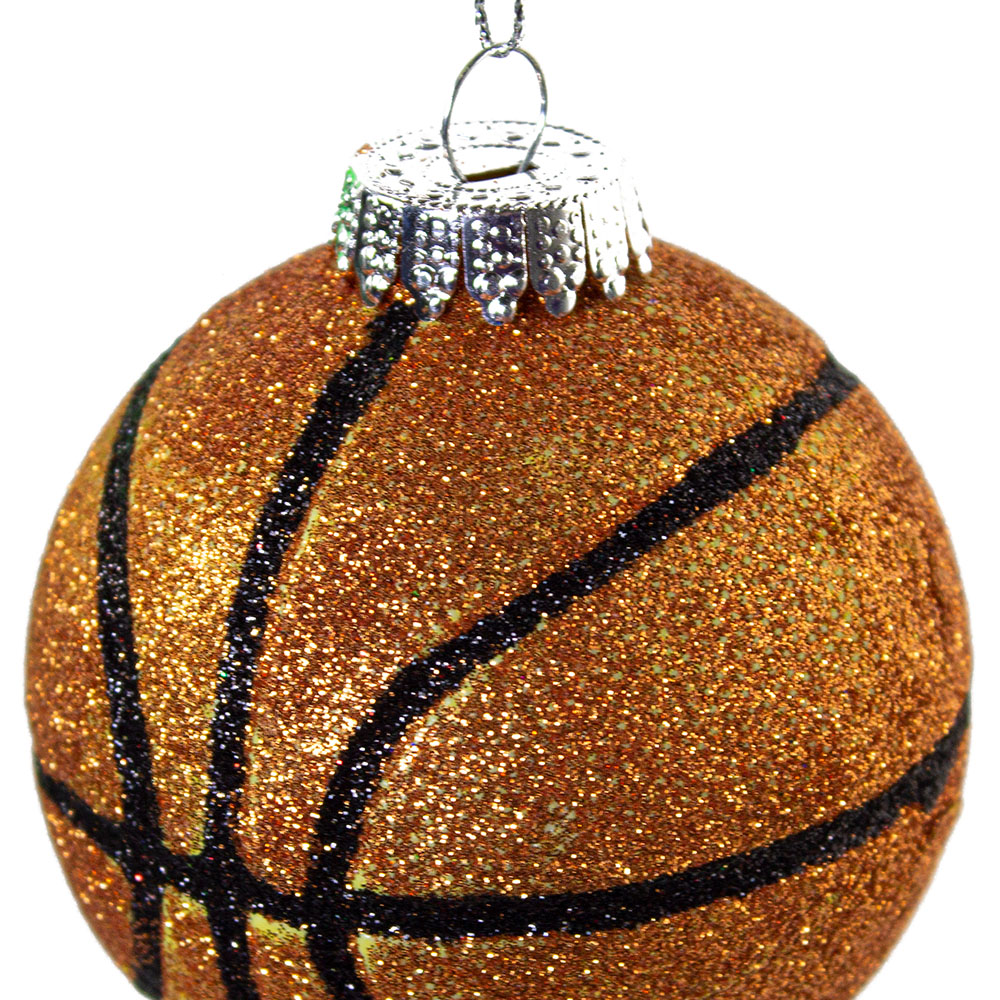Shatterproof Glitter Basketball Hanging Decoration - 8cm