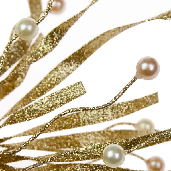 Gold Glitter & Bead Metal Tree Top Star - 22cm