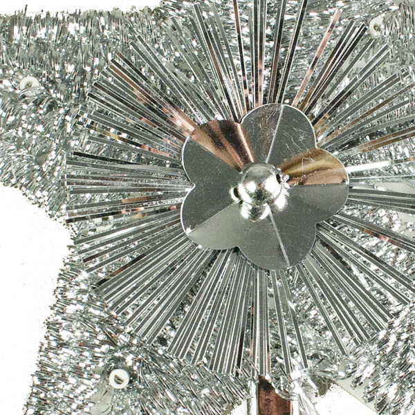 Silver Tinsel Tree Top Star - 23cm