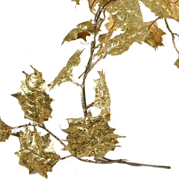 Gold Glittered Holly Garland - 1.8m