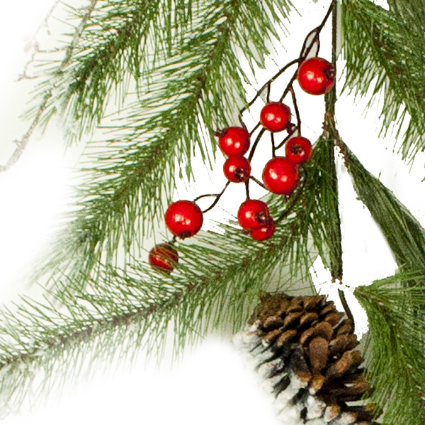 Snow Dusted Pine, Pinecone & Berry Mixed Garland - 1.8m