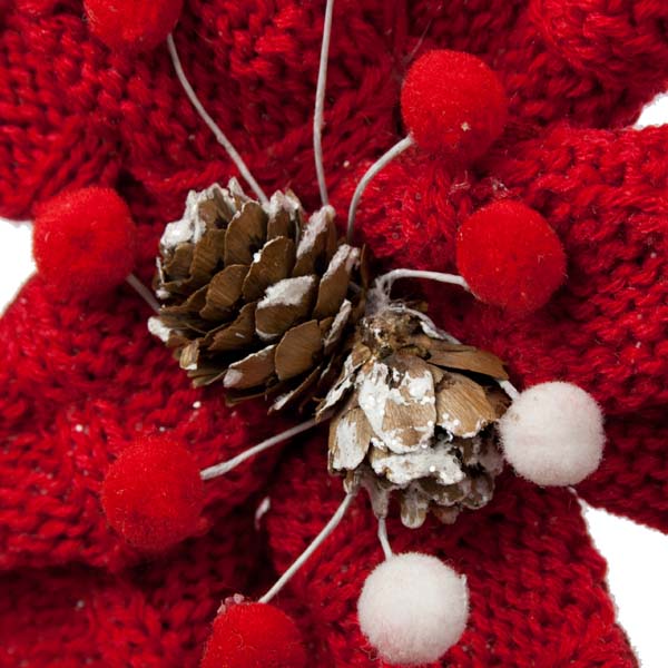 Nordic Red Knitted Flower Hanging Decoration - 20cm