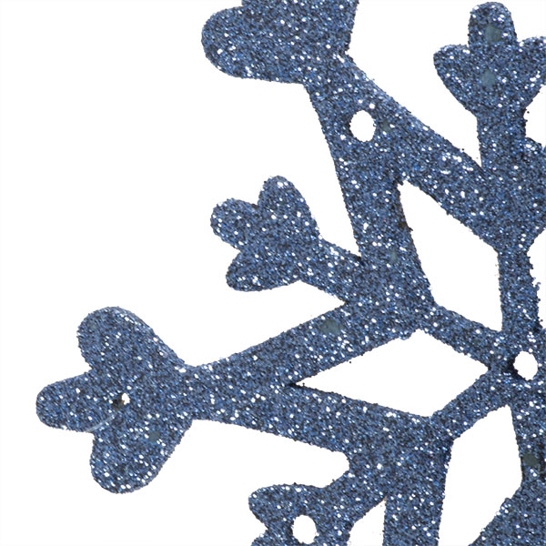 Blue Wooden Snowflake Star Hanging Decoration - 12cm