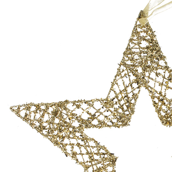 Gold Wire Star Silhouette Hanging Decoration -20cm