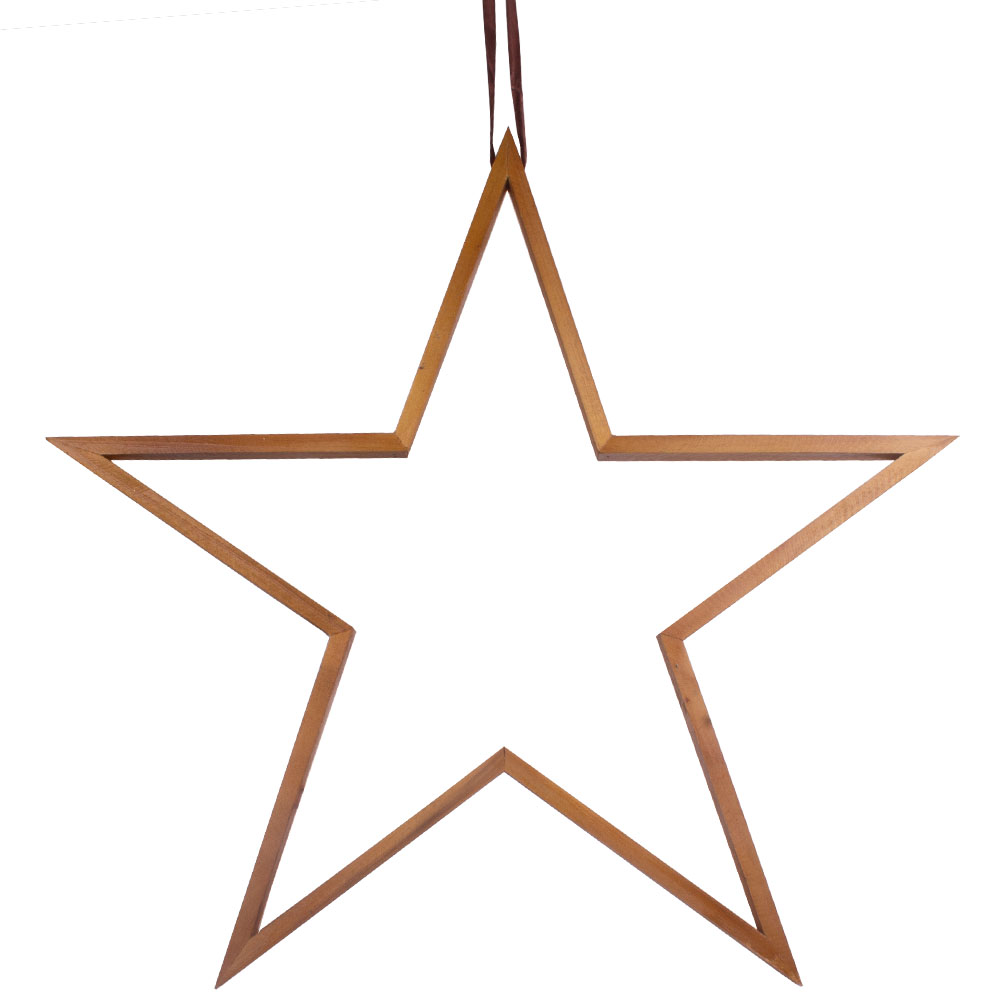 Set Of 3 Wooden Star Hanging Decorations